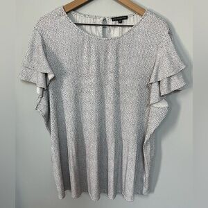 Adrianna‎ Papell Top Short Flutter Sleeve Black White Polka Dot Women’s Size 1X